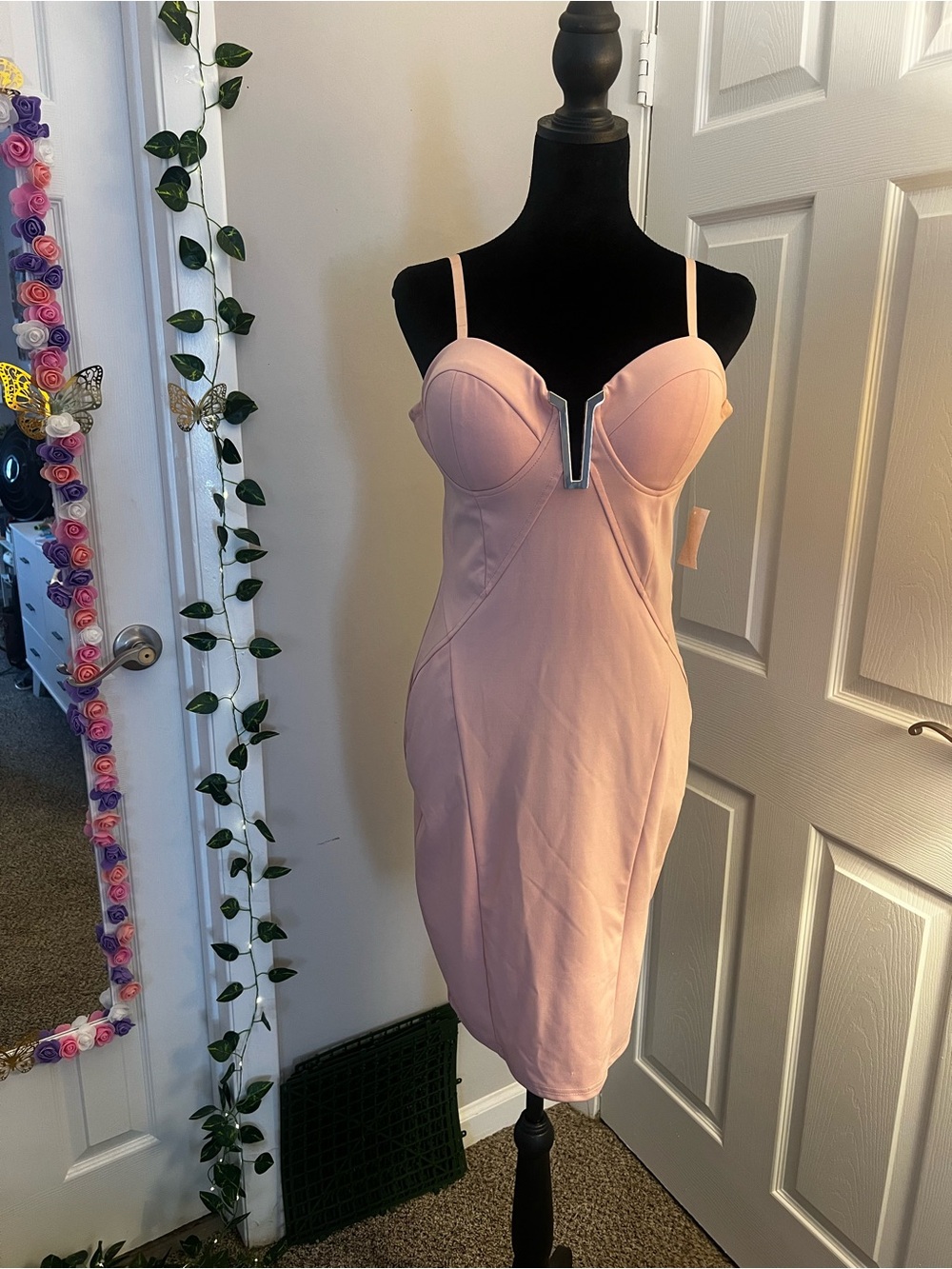 Charlotte Russe Light Blush Pink Spaghetti Strap Bodycon Dress
